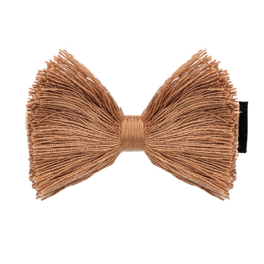 Macrame 2" Bow Clip, Set of Two (Camel)