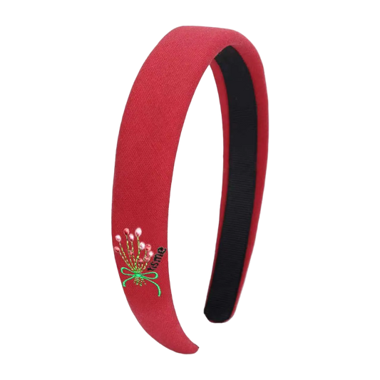 Bouquet Embroidery Knit Collection Hard Headband (Red)