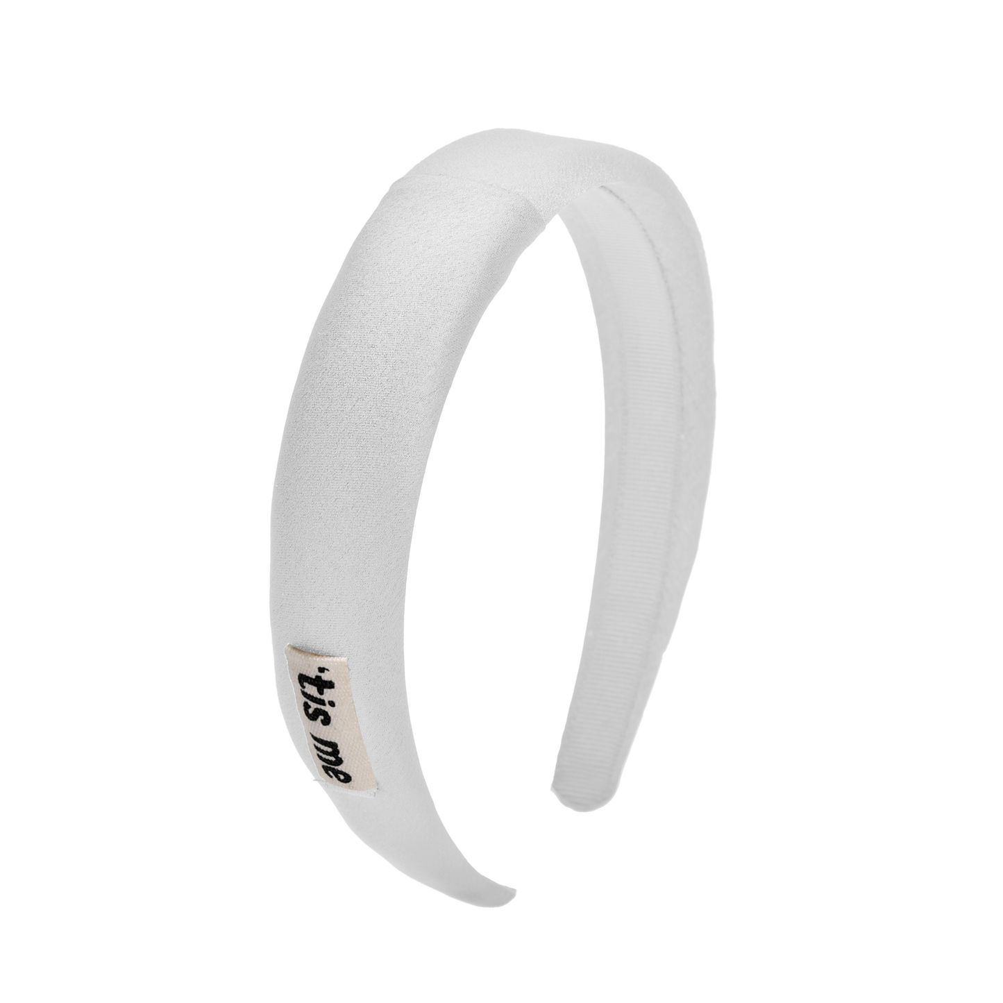 SS24 WHITE HARD HEADBAND 1" HALF CHIFFON/SATIN