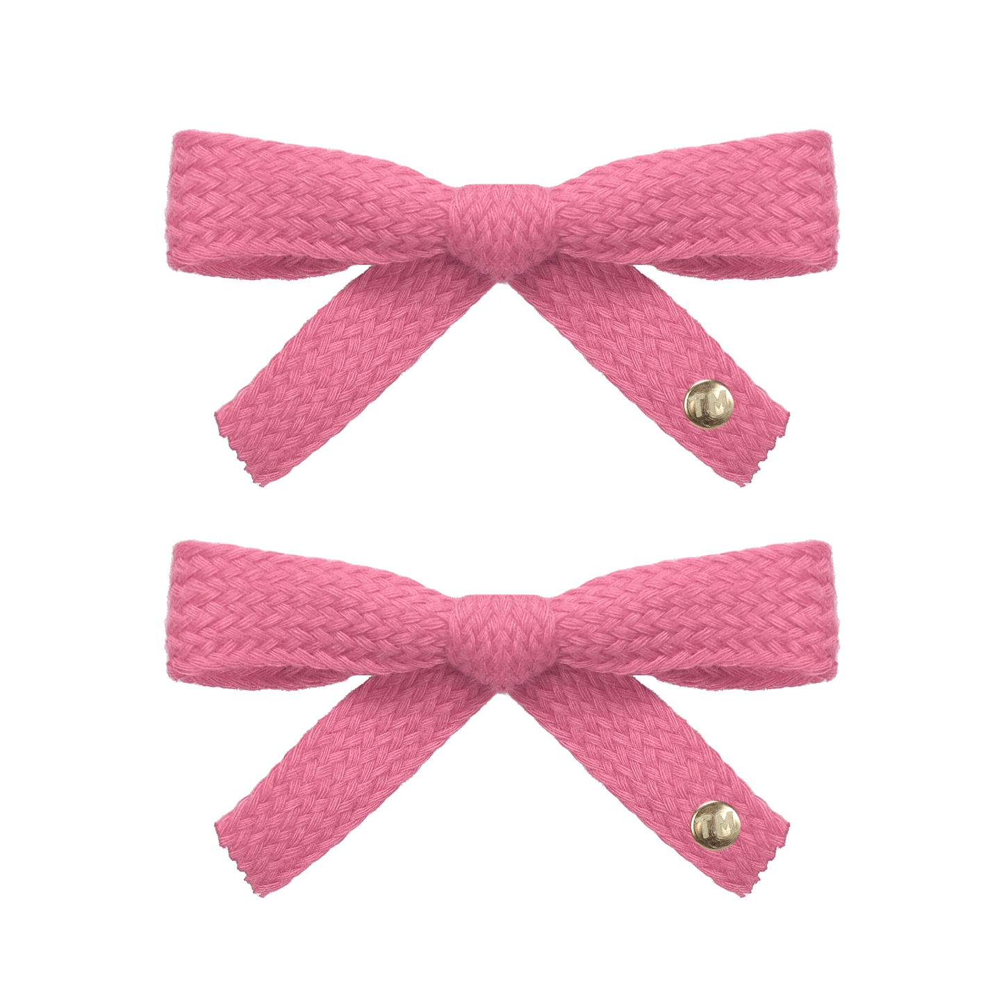 SS26 Woven Ribbon Mini Bow Clip Set Of 2 (Dark Pink)