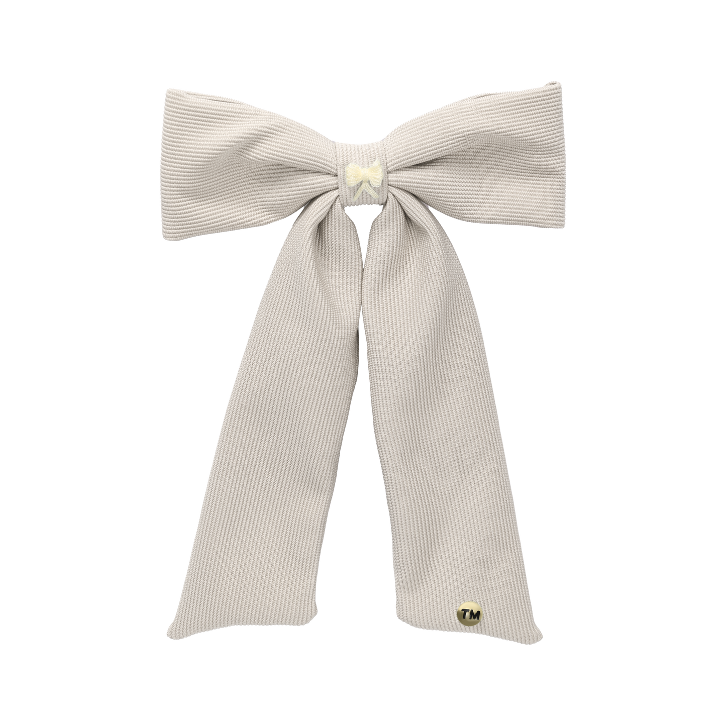 Bow Embroidery Knit Collection Large Bow Clip (Cream)