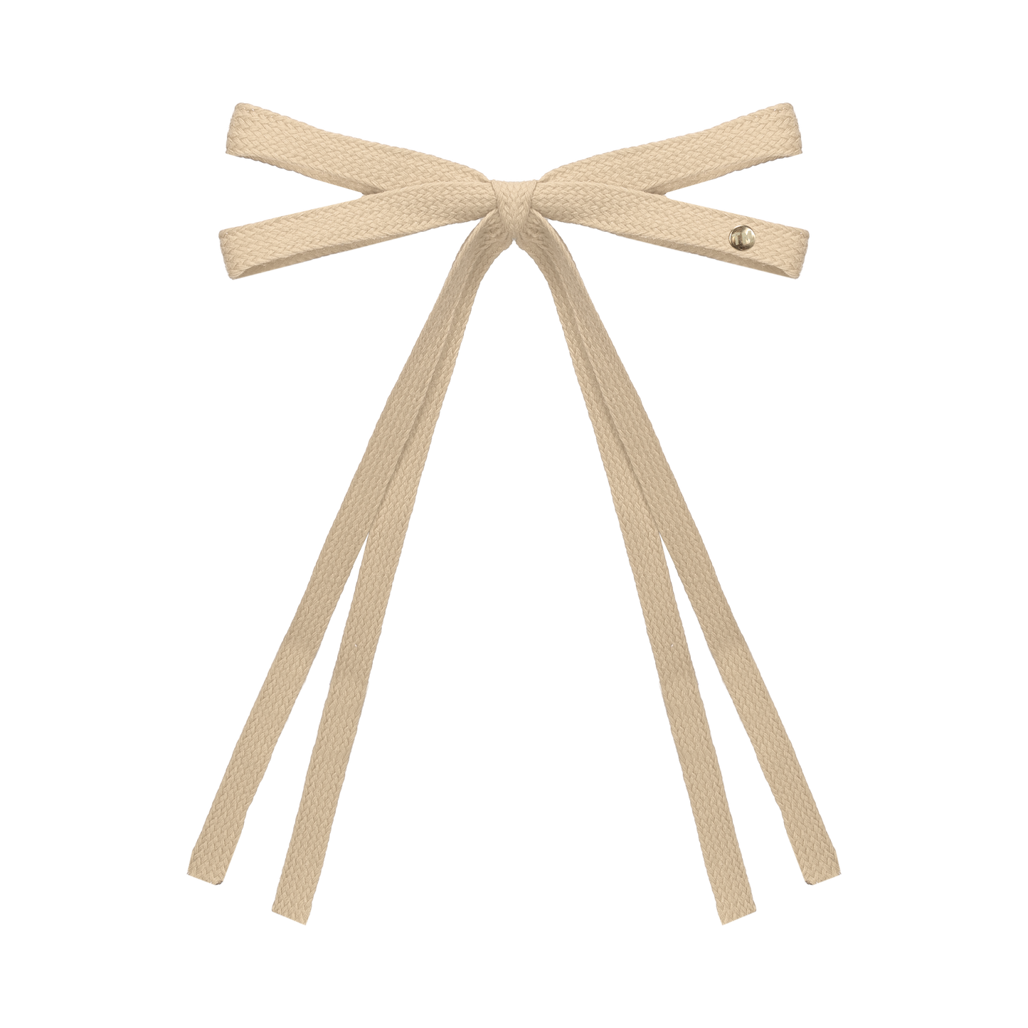 SS26 Woven Ribbon Long Tail Bow Clip (Beige)