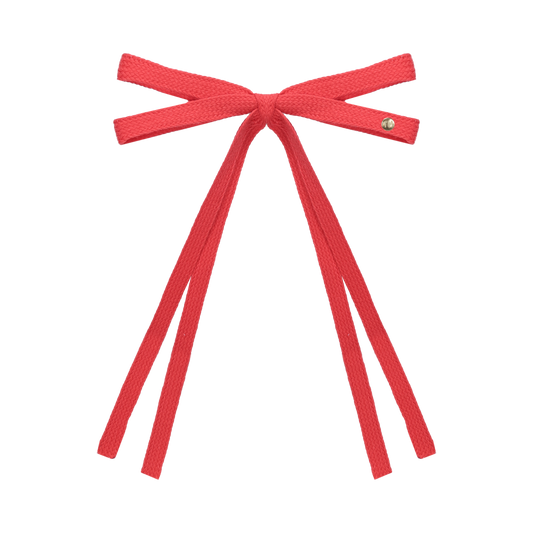 SS26 Woven Ribbon Long Tail Bow Clip (Red)