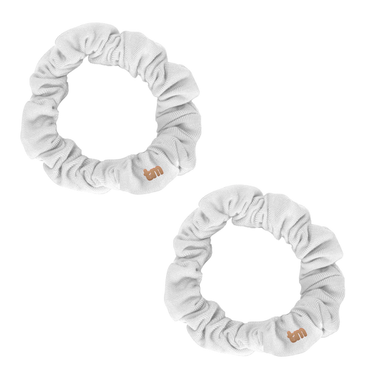 Denim Luggage Logo Collection Mini Scrunchie Set Of 2 (White)