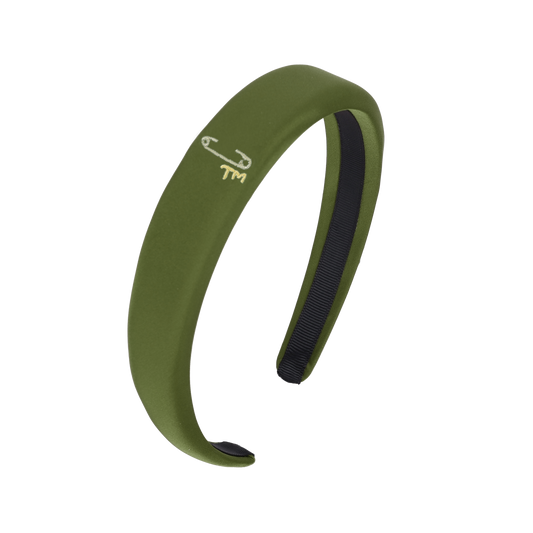 Gold Safety Pin Embroidery Hard Headband (Green)