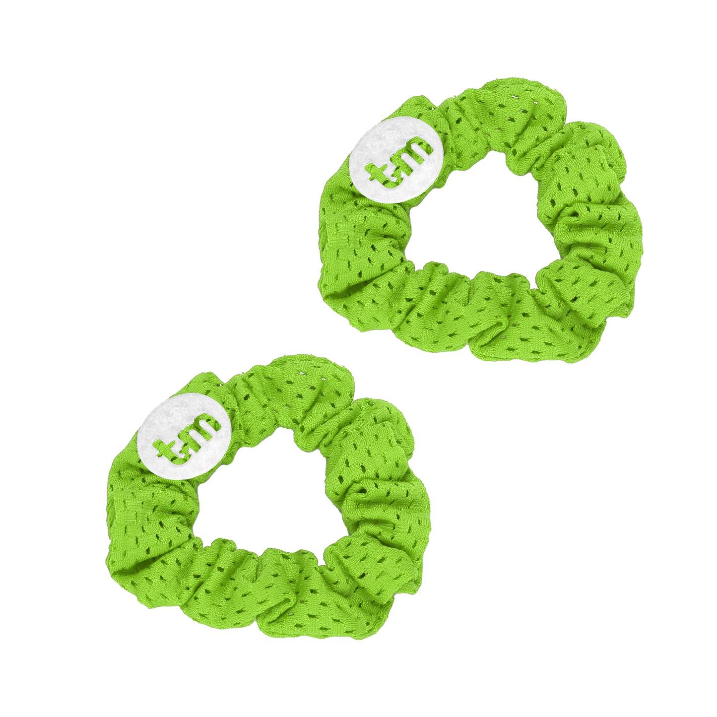 SS24 LIME MINI SCRUNCHIES-SET OF 2 SPORTS MESH (GLOW IN THE DARK LOGO)