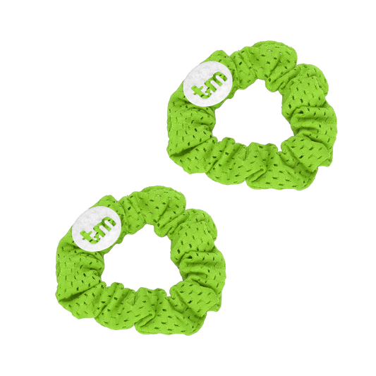 SS24 LIME MINI SCRUNCHIES-SET OF 2 SPORTS MESH (GLOW IN THE DARK LOGO)
