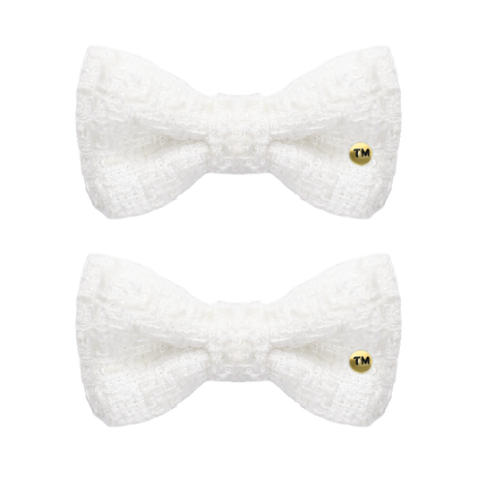 Tweed Bow Tie Set Of 2 Clips (Winter White)