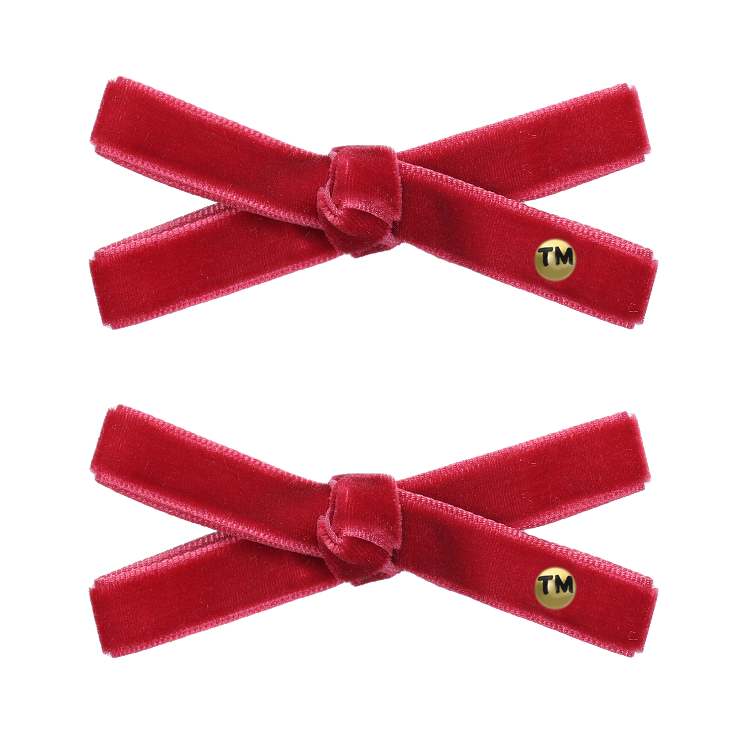 Velvet Ribbon Bow Clip 2.5" Set Of 2 (Cherry Red)