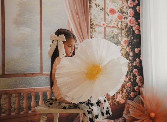 Tweed Large Bow Clip (Winter White)