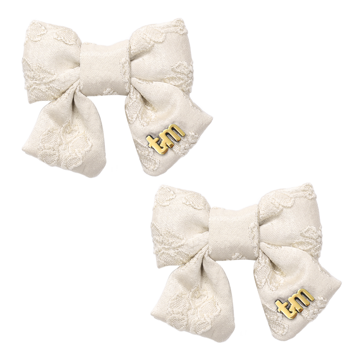 Lace Collection Mini Bow Clip Set Of 2 (Cream)
