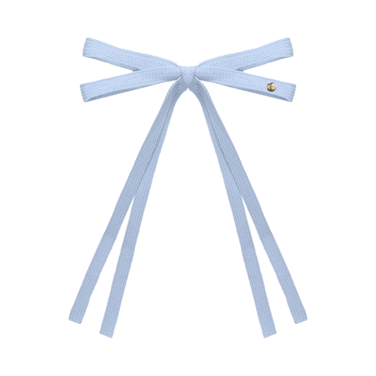 SS26 Woven Ribbon Long Tail Bow Clip (Light Blue)