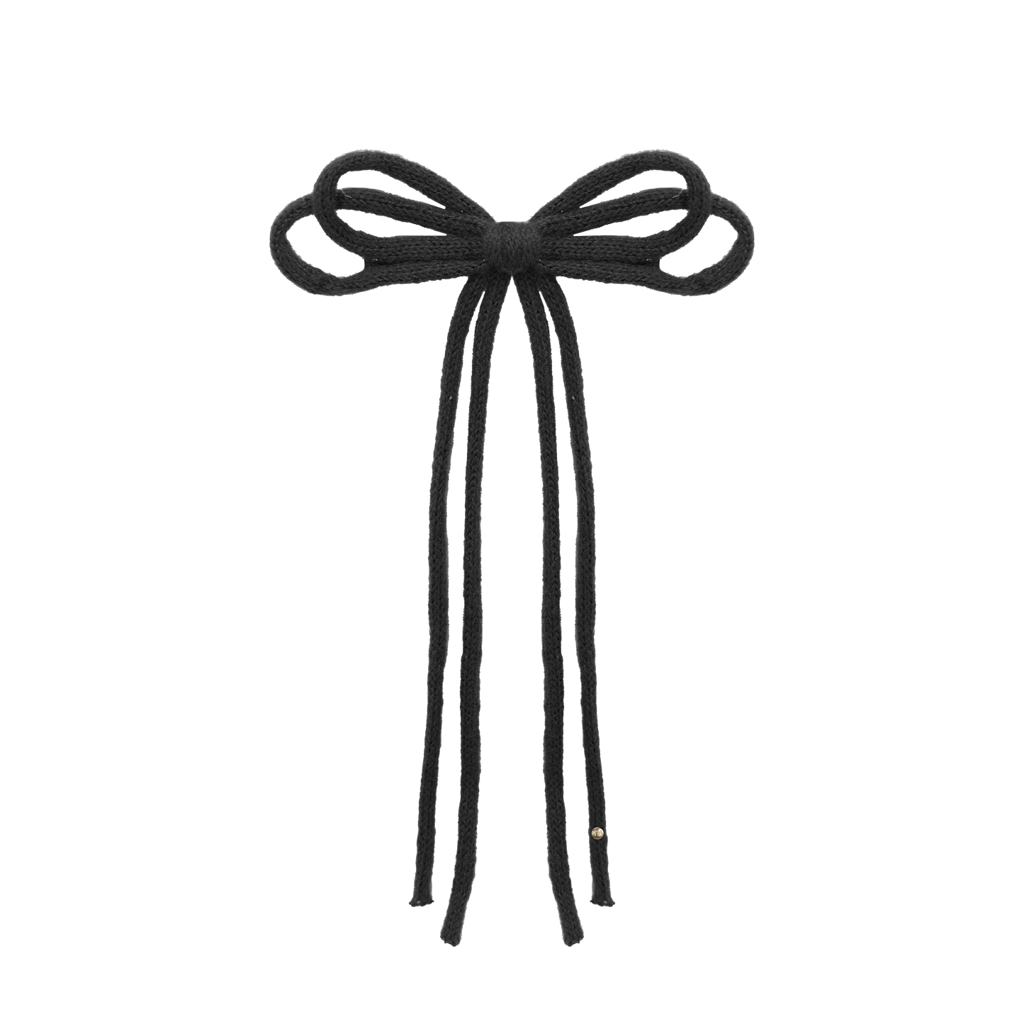 SS26 Knit Ribbon Long Tail Bow Clip (Black)