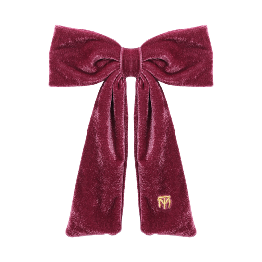 Velvet Large Bow Clip (Berry Wine)