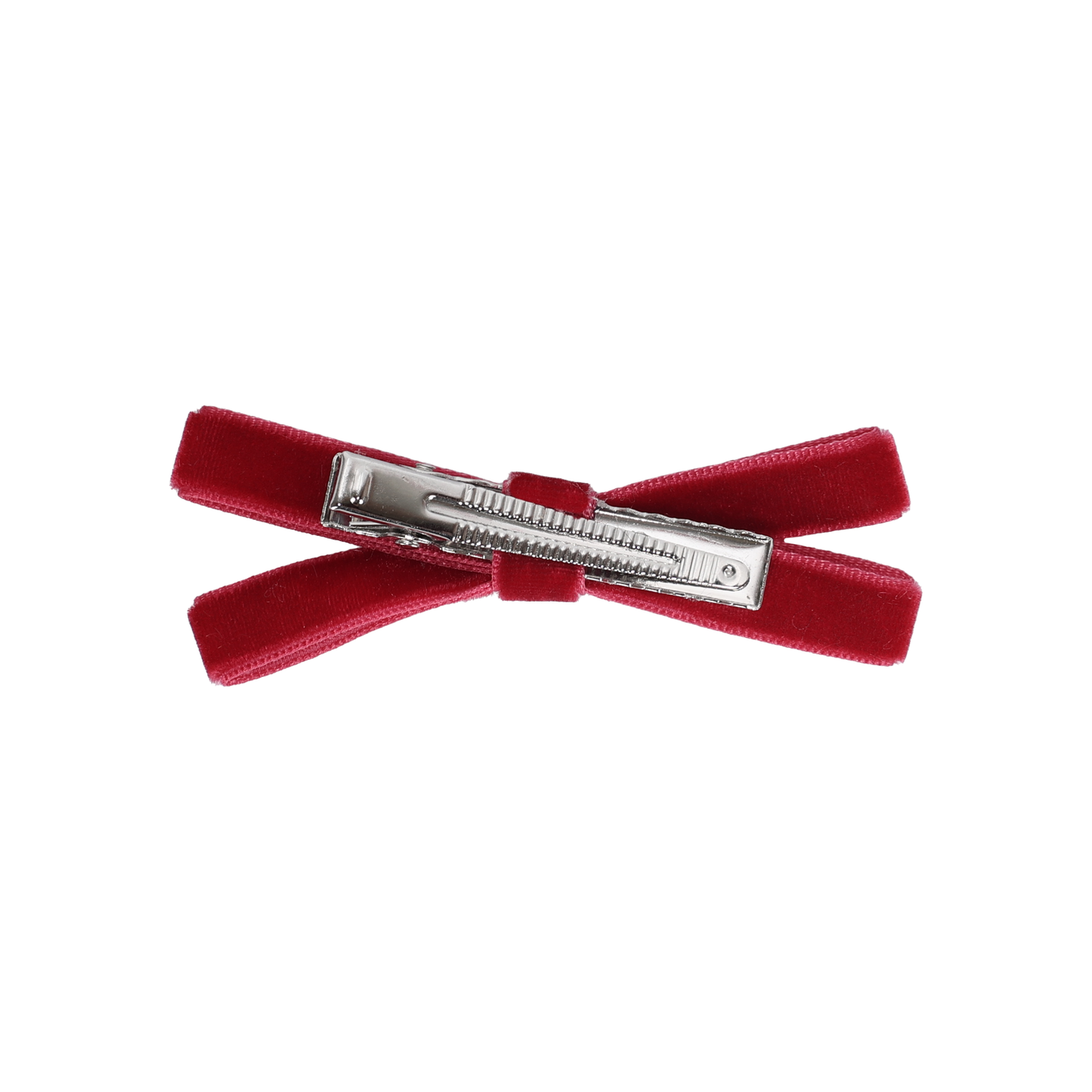 Velvet Ribbon Bow Clip 2.5" Set Of 2 (Cherry Red)