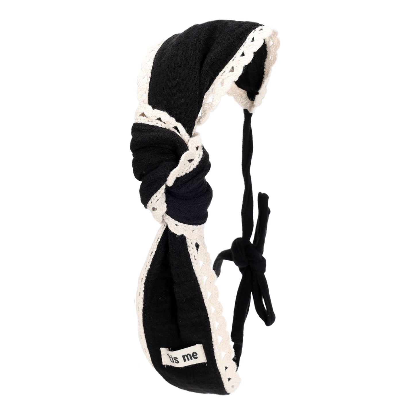 Gauze+Lace copy of Self Tie Knot Headscarf (Cream Lace)
