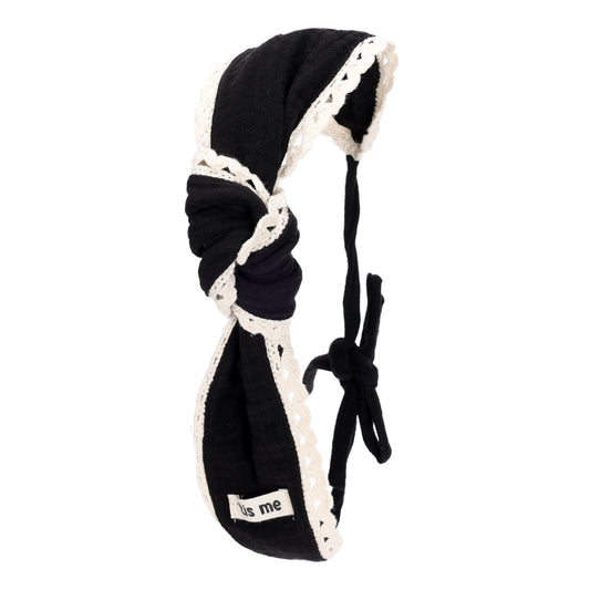 Gauze+Lace copy of Self Tie Knot Headscarf (Cream Lace)