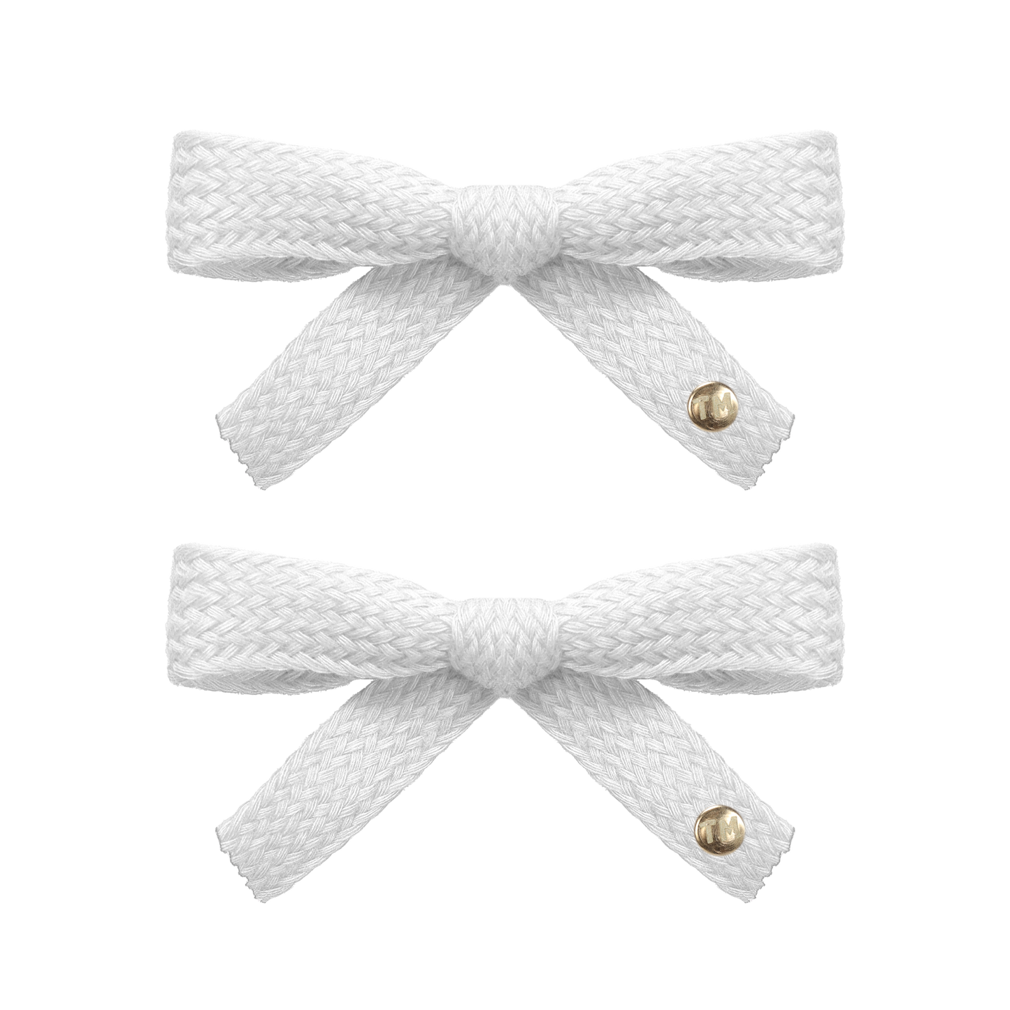 SS26 Woven Ribbon Mini Bow Clip Set Of 2 (White)