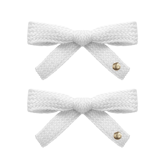 SS26 Woven Ribbon Mini Bow Clip Set Of 2 (White)