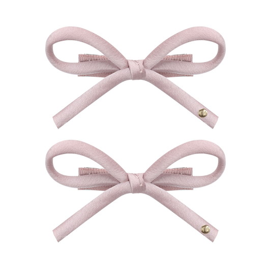 SS26 Satin-Cord Ribbon Mini Bow Clip Set Of 2 (Pink)