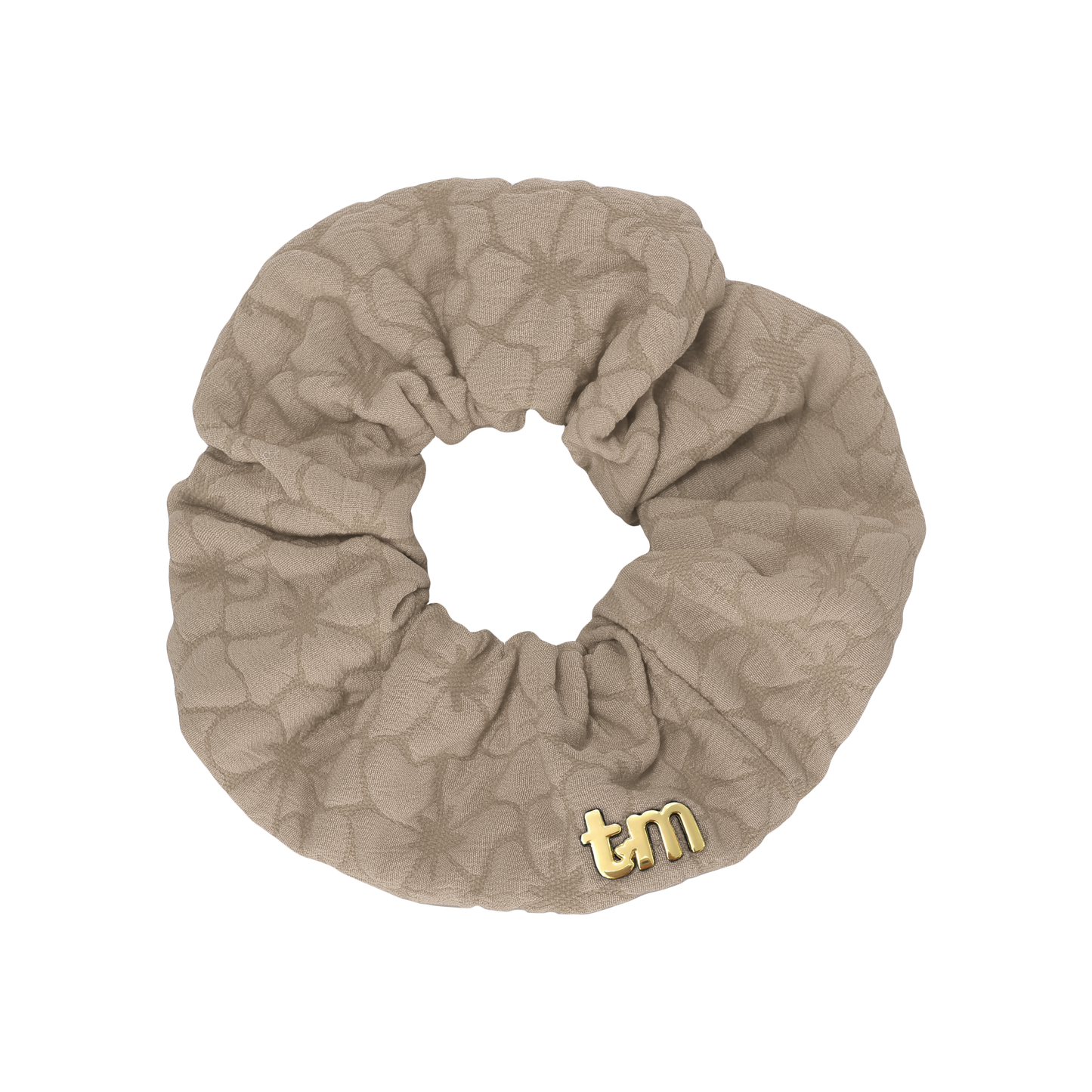 Floral Quilted Collection Scrunchie (Beige)