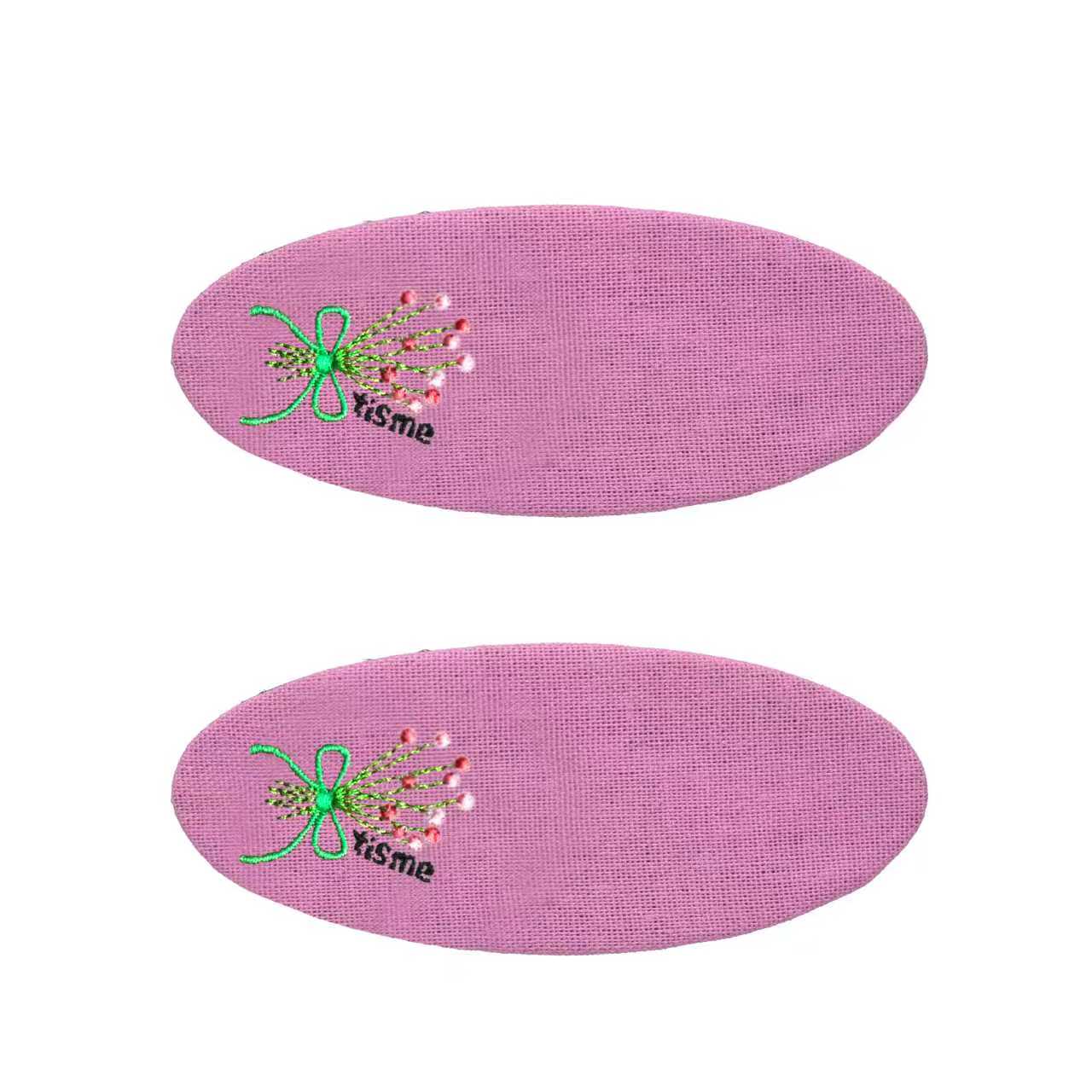 Bouquet Embroidery Knit Collection Barrette Clip (Pink)