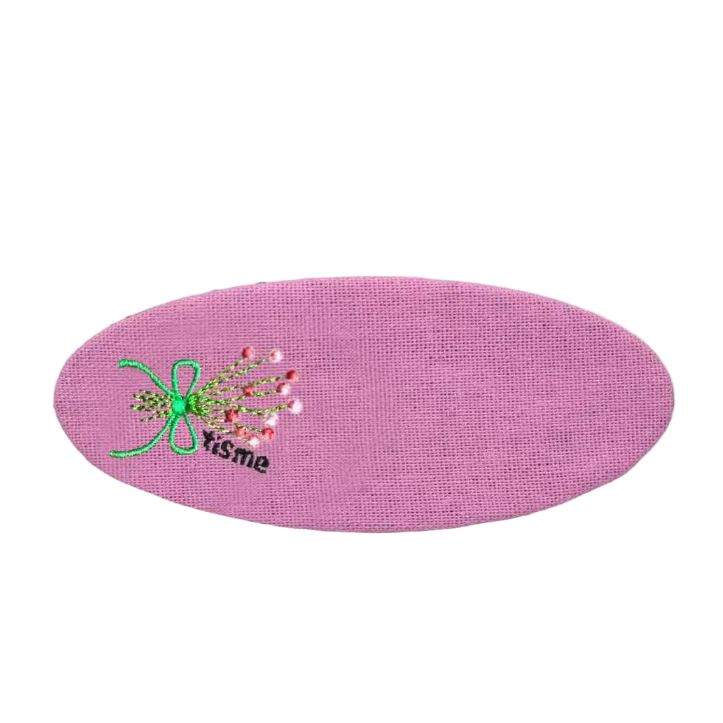 Bouquet Embroidery Knit Collection Barrette Clip (Pink)