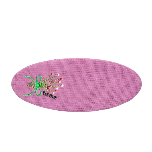 Bouquet Embroidery Knit Collection Barrette Clip (Pink)