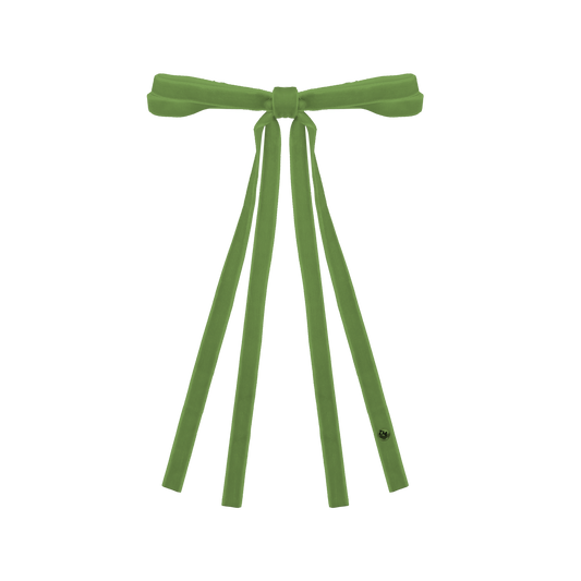 Velvet Ribbon Long Tail Bow Clip (Green)
