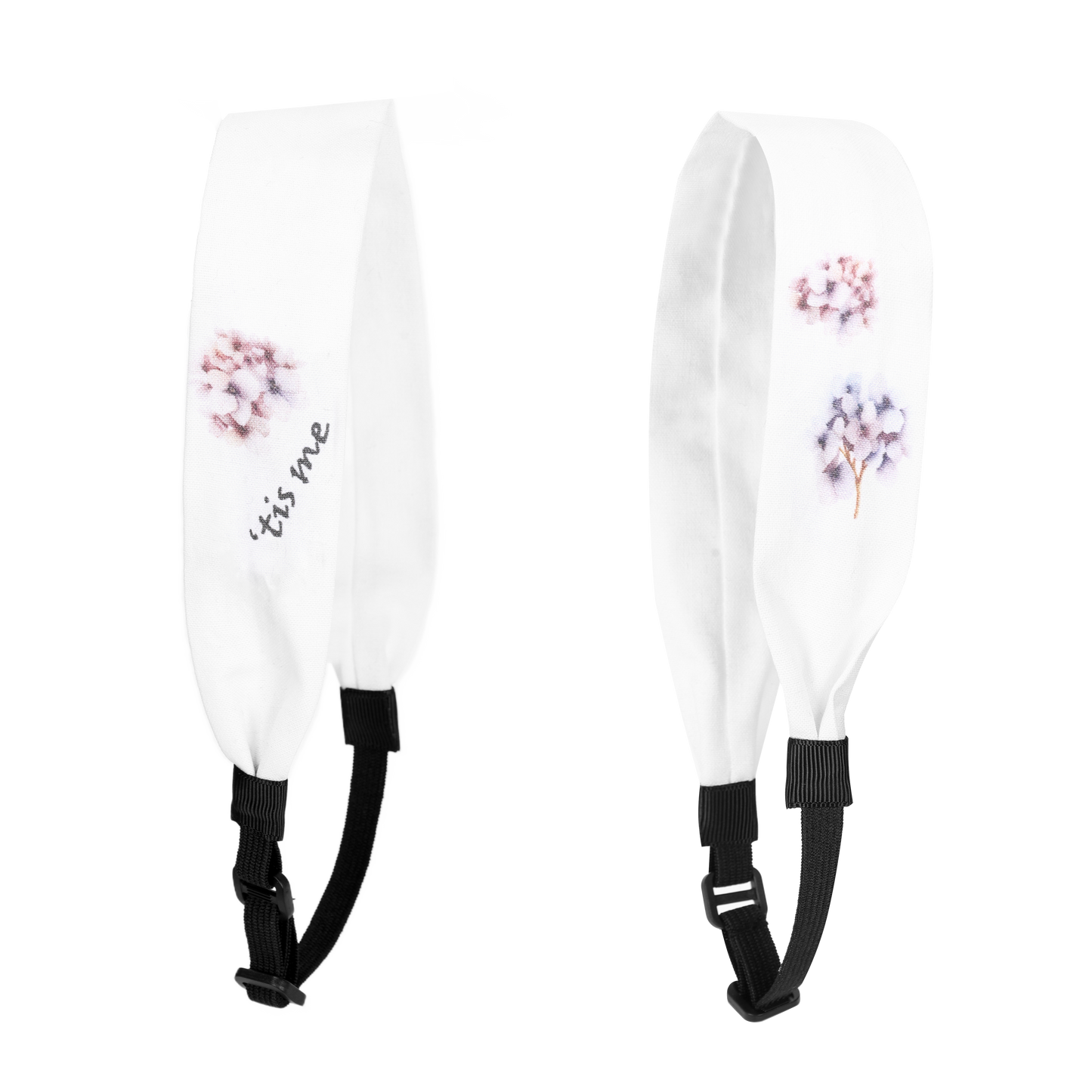 Hand Sketched Print Adjustable Headscarf White (Hydrangeas)