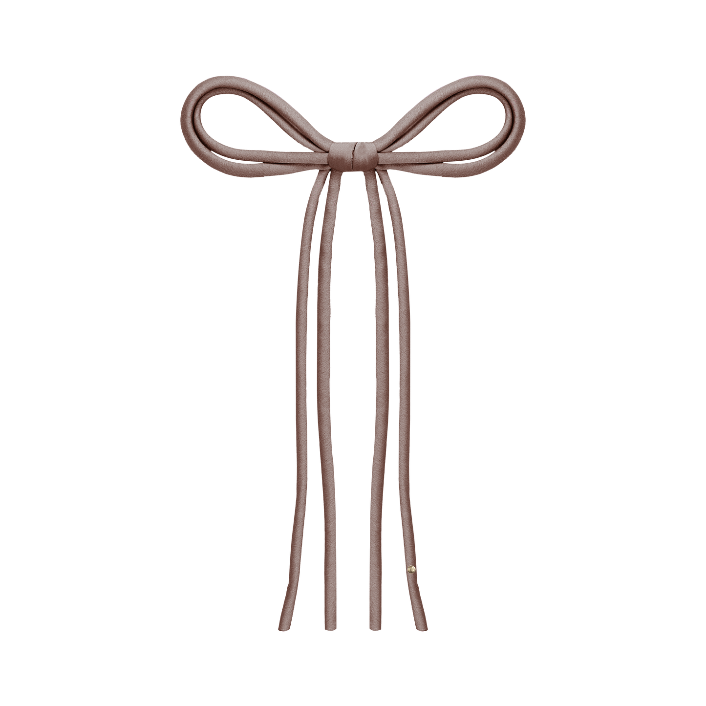 SS26 Satin-Cord Ribbon Long Tail Bow Clip (Beige)