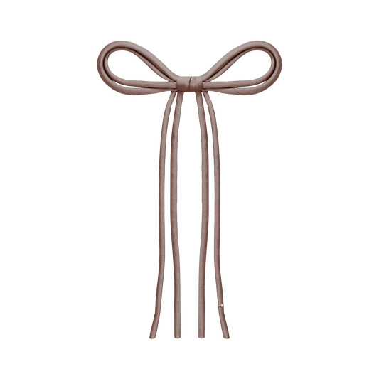 SS26 Satin-Cord Ribbon Long Tail Bow Clip (Beige)