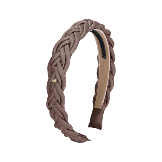 SS26 Satin-Cord Ribbon Hard Headband (Beige)