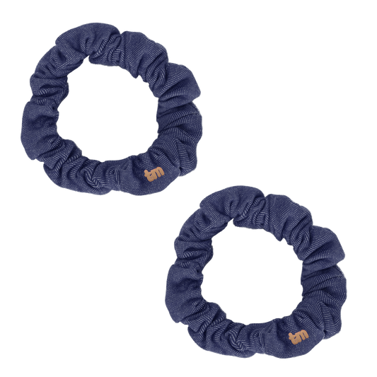 Denim Luggage Logo Collection Mini Scrunchie Set Of 2 (Navy)