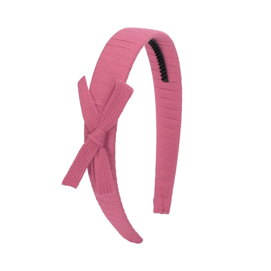 SS26 Woven Ribbon Hard Headband (Dark Pink)