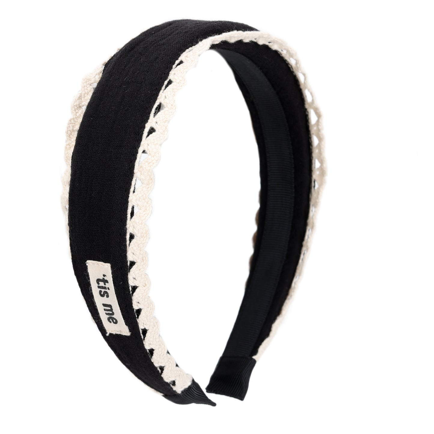 Gauze+Lace 1.25" Hard Headband (Cream Lace)