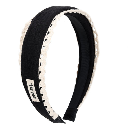 Gauze+Lace 1.25" Hard Headband (Cream Lace)