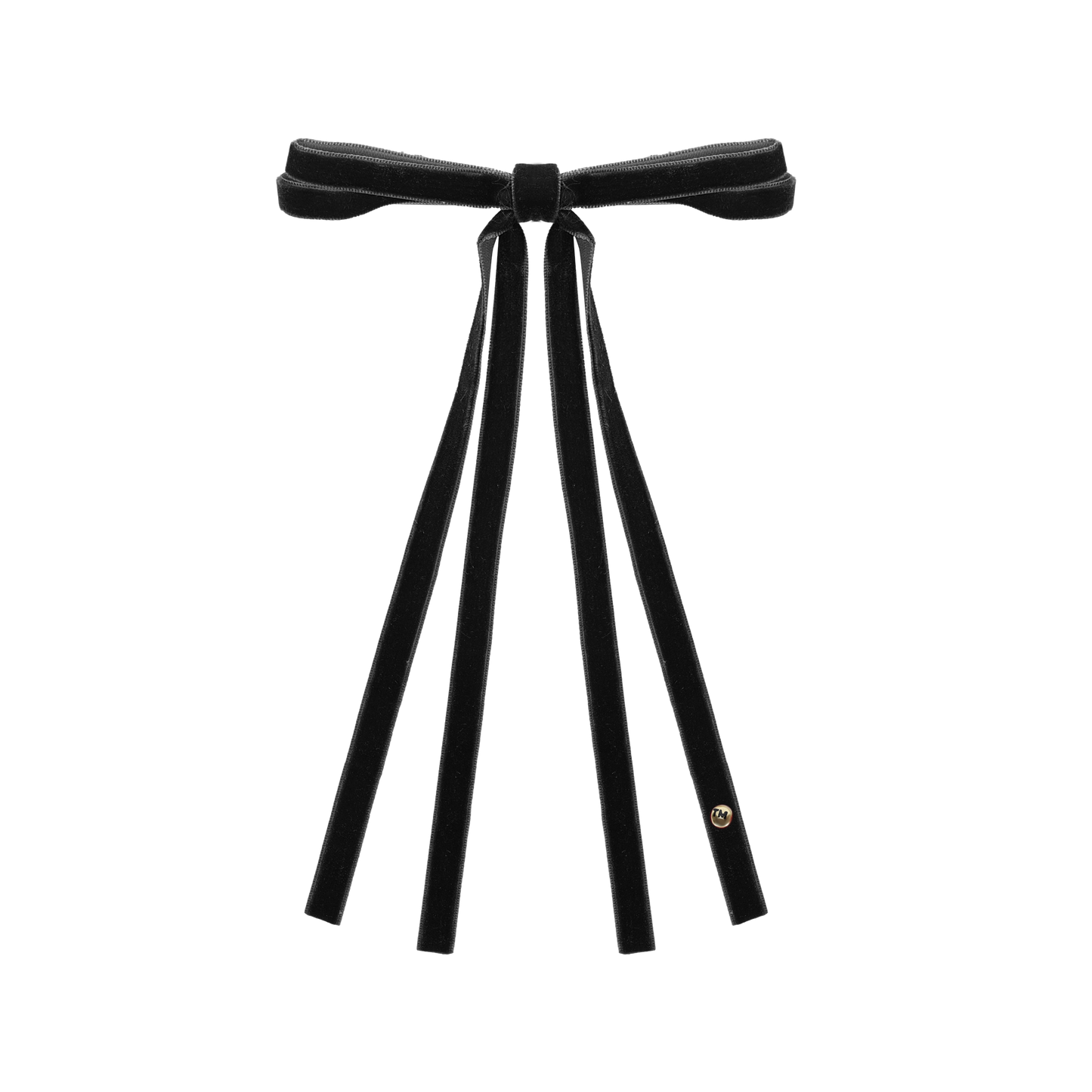 Velvet Ribbon Long Tail Bow Clip (Black)