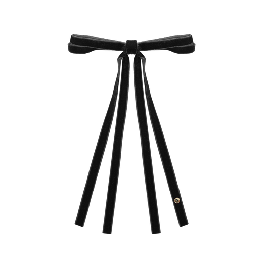 Velvet Ribbon Long Tail Bow Clip (Black)