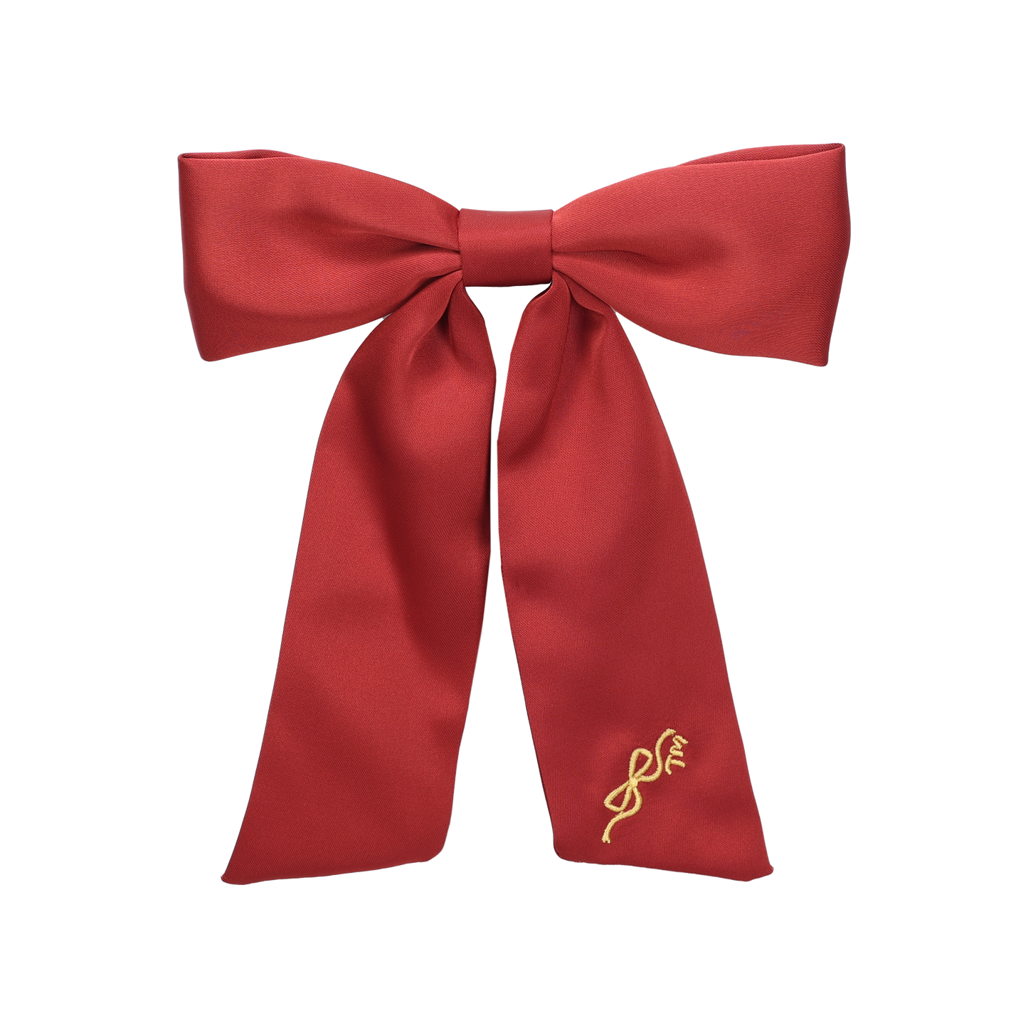 Bow Embroidery Large Bow Clip (Red)