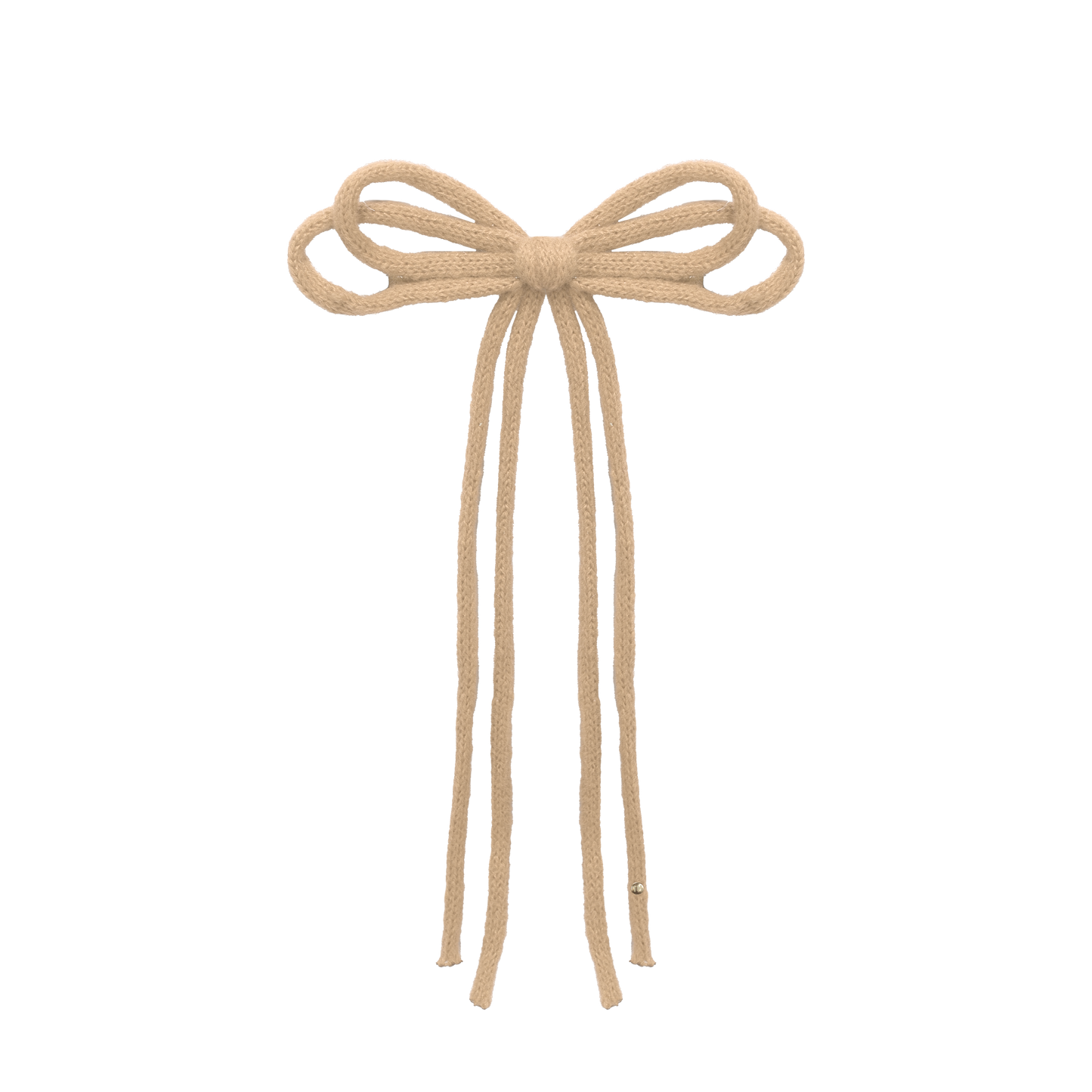 SS26 Knit Ribbon Long Tail Bow Clip (Beige)