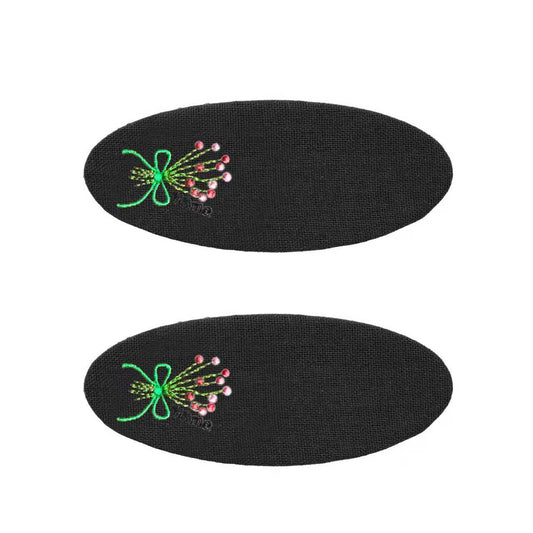 Bouquet Embroidery Knit Collection Barrette Clip (Black)