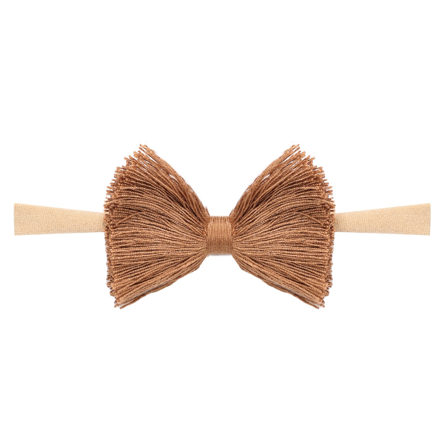 Macrame 3" Bow with Nylon Headband (Camel)
