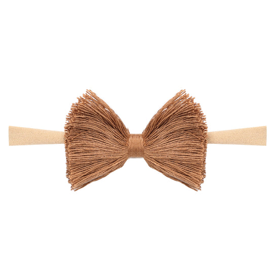 Macrame 3" Bow with Nylon Headband (Camel)