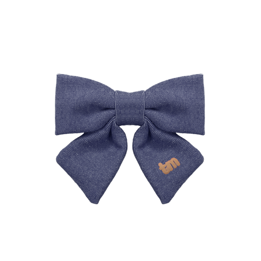 Denim Luggage Logo Collection Medium 3"  Bow Clip (Navy)