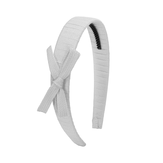 SS26 Woven Ribbon Hard Headband (White)