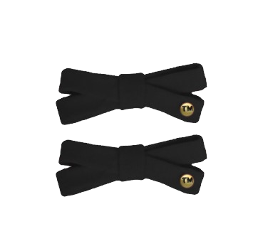 Denim Colored Embroidery Logo Bow Snap Clip Set Of 2 (Black)