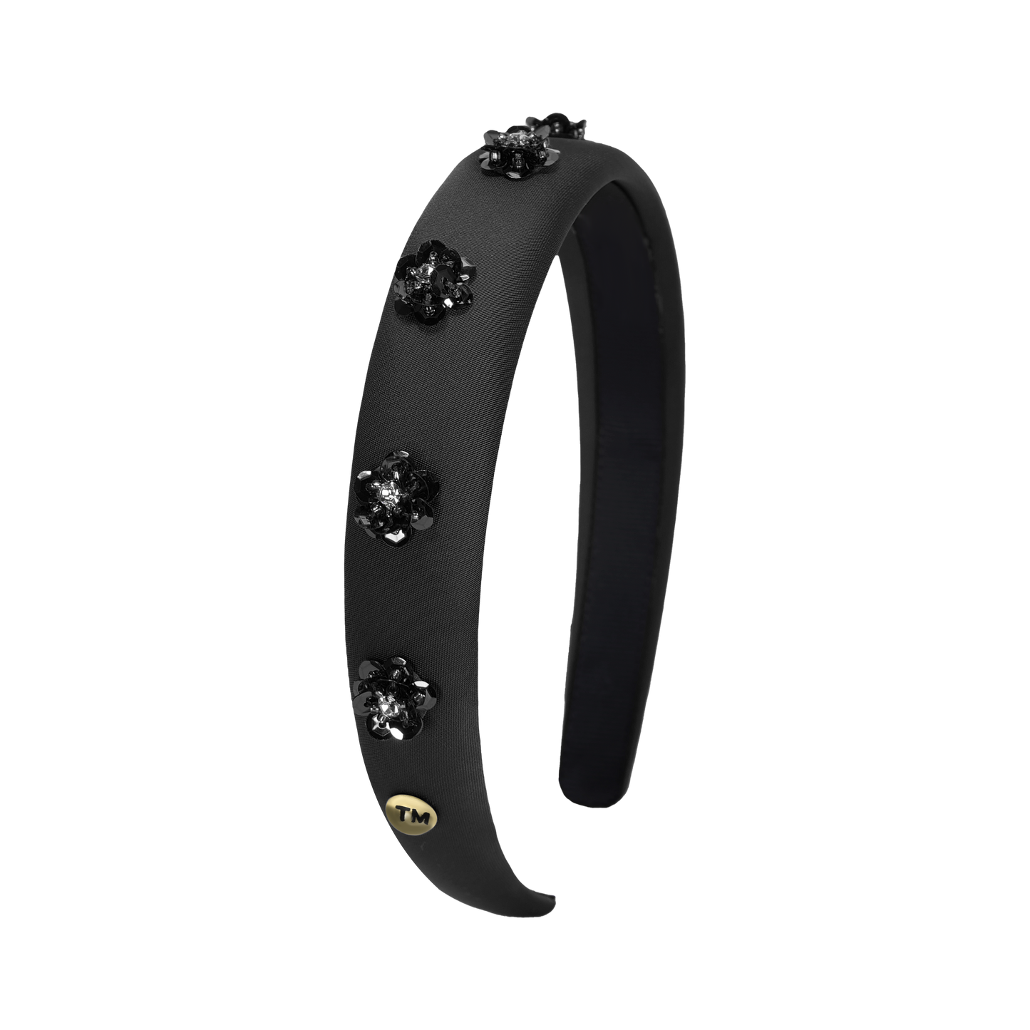SS26 Intricate Hand Beaded Hard Headband (Black)
