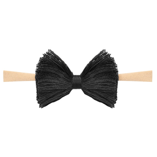 Macrame 3" Bow with Nylon Headband (Black)