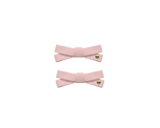 Denim Luggage Logo Collection Mini Bow Clip Set Of 2 (Pink)